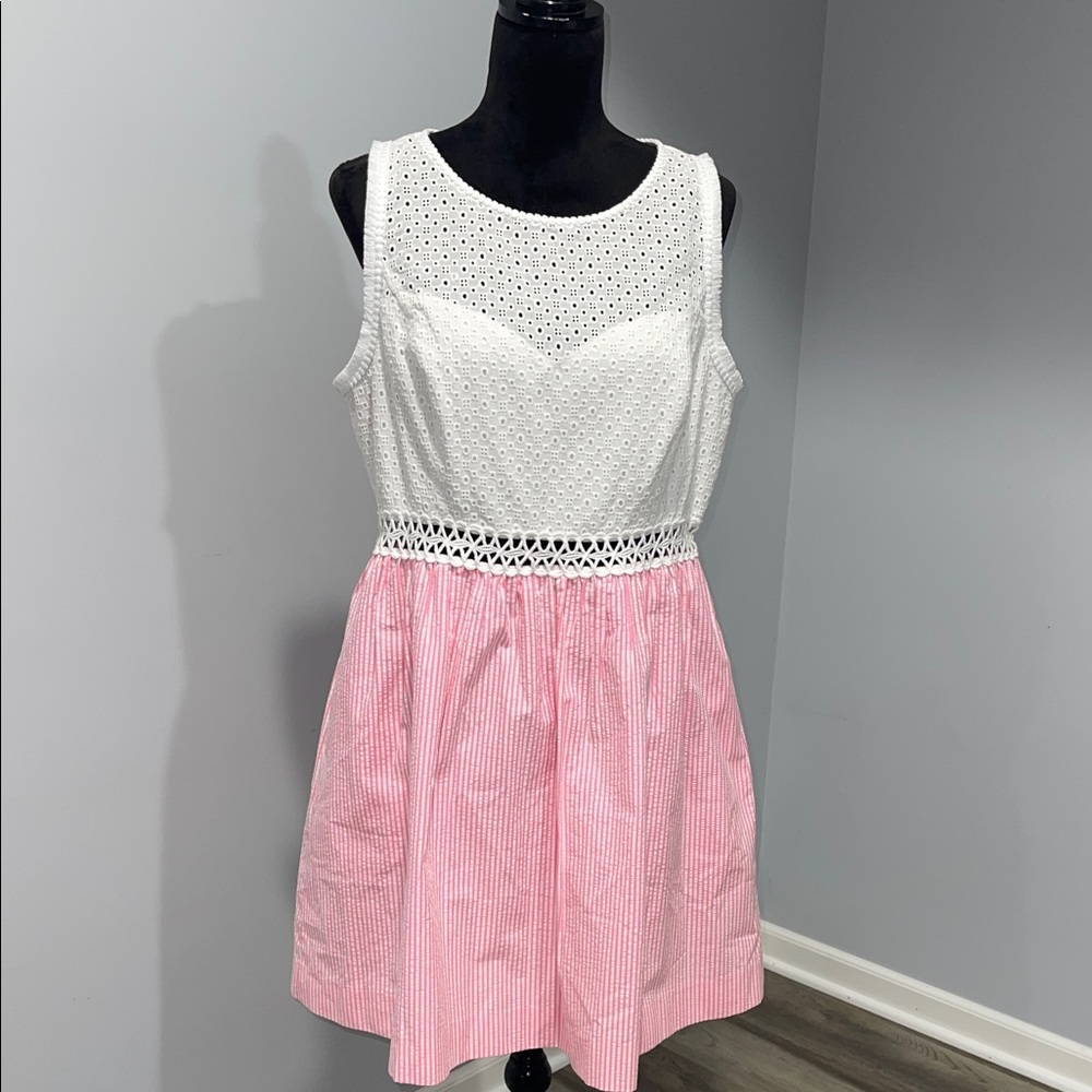 Lilly Pulitzer Alivia dress women’s size 14 Havana pink yarn dye seersucker NEW